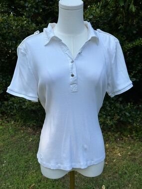 Ralph Lauren White Short-Sleeve Button Polo Shirt Vintage RARE